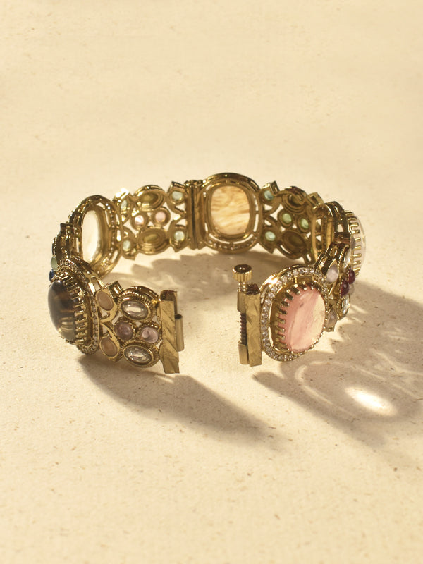 Kundan Bracelet with Multiple Colorful Gemstones | Indo-Western Bracelet with Colourful fancy Stones