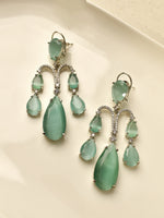 Load image into Gallery viewer, Mint Green Teardrop Chandelier Earrings | Mint Green Crystal Drop Earrings
