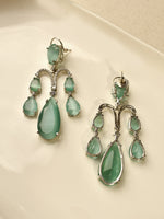 Load image into Gallery viewer, Mint Green Teardrop Chandelier Earrings | Mint Green Crystal Drop Earrings

