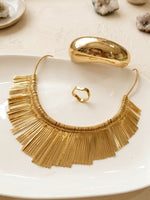 Load image into Gallery viewer, Golden Necklace and Bracelet Combo | Modern Jewelry Combo Set
