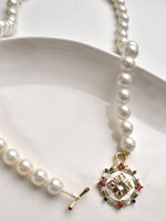 Load image into Gallery viewer, Pearl Necklace with Decorative Pendant | Stylish Pearl Mala
