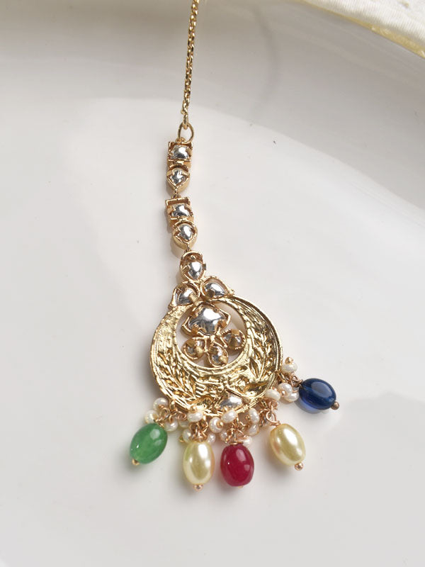 Kundan Necklace set with Multi Colour Stone | Stylish Kundan Necklace set with Beadeds