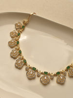 Load image into Gallery viewer, Celeste Floral Emerald Necklace Set | Green Stone &amp; AD Necklace Set

