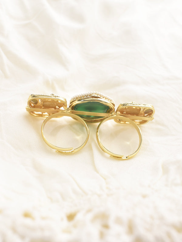 Antique Elephant Two-Finger Statement Ring | Temple Style Double Finger Ring