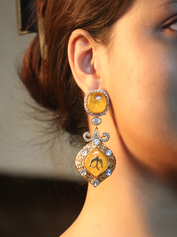 yellow Stone Earrings | Long Earrings