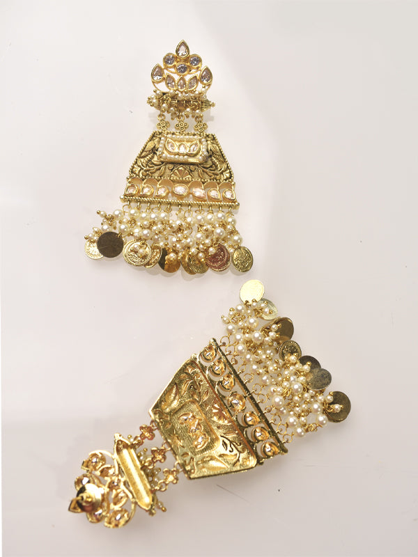 Golden Polish Earrings | Kundan Earrings