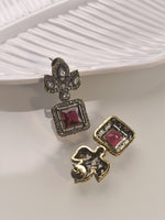 Load image into Gallery viewer, Big Red Stones Necklace set | Kundan Necklace Set
