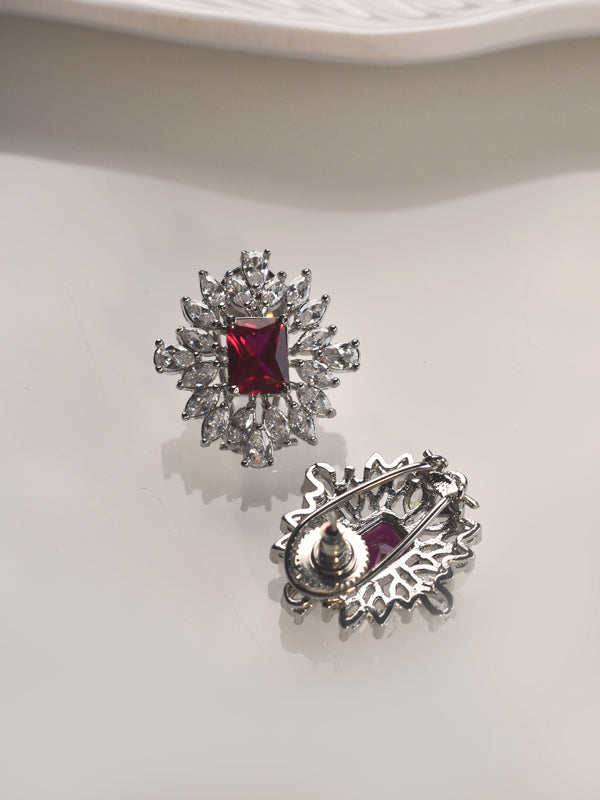 AD Necklace set with a Red Stone | White Choker Set