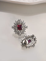 Load image into Gallery viewer, AD Necklace set with a Red Stone | White Choker Set
