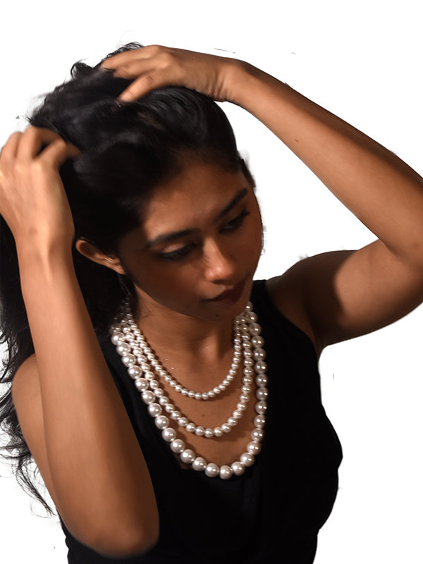 Three Line Mala | White Necklace