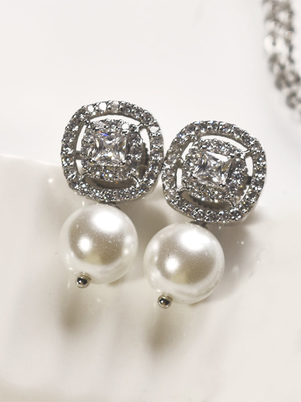 Pearl and Stone Pendant Set | AD Pendant Set