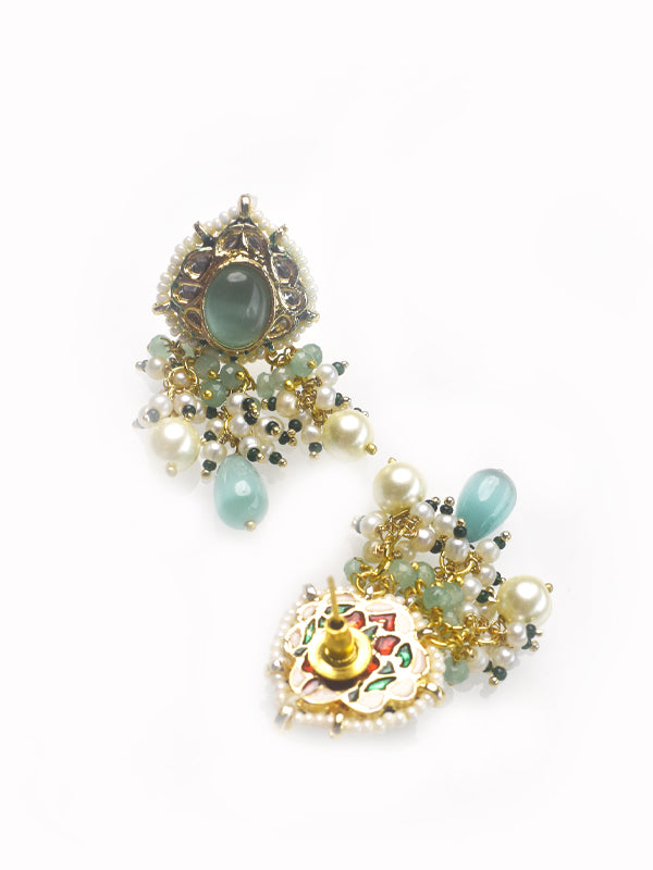 Green Beaded Necklace set | Kundan Necklace set