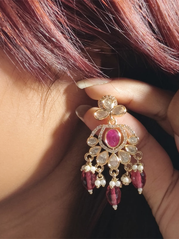 Stylish Red Earring | Kundan Earring