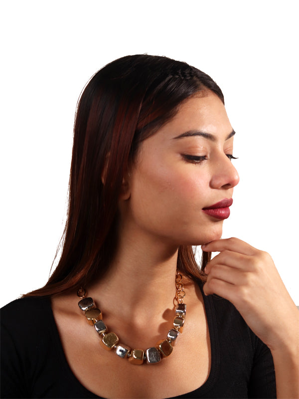Anti Tarnish Square Mala | Golden Square Necklace