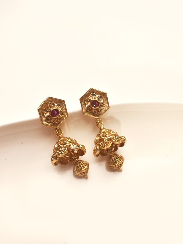 Long Golden Necklace | Golden Matar Mala Necklace With Pendant Set