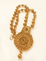 Load image into Gallery viewer, Long Golden Necklace | Golden Matar Mala Necklace With Pendant Set
