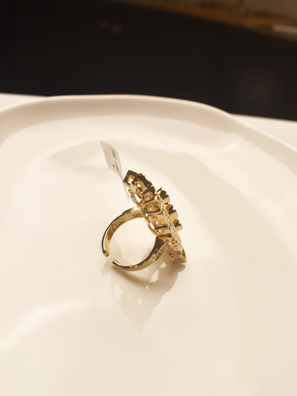 Kundan Finger Rings | Golden Ring with Embedded Stones