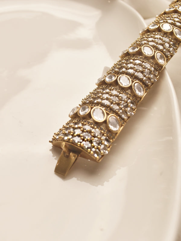 Golden Bracelet with Kundan and AD Stones  | Golden Bracelet with Intricate Design