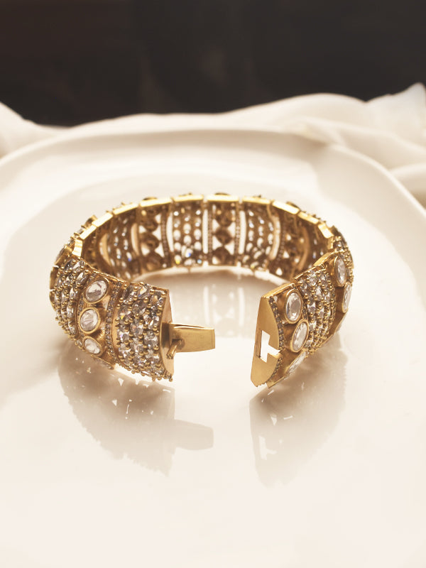 Golden Bracelet with Kundan and AD Stones  | Golden Bracelet with Intricate Design