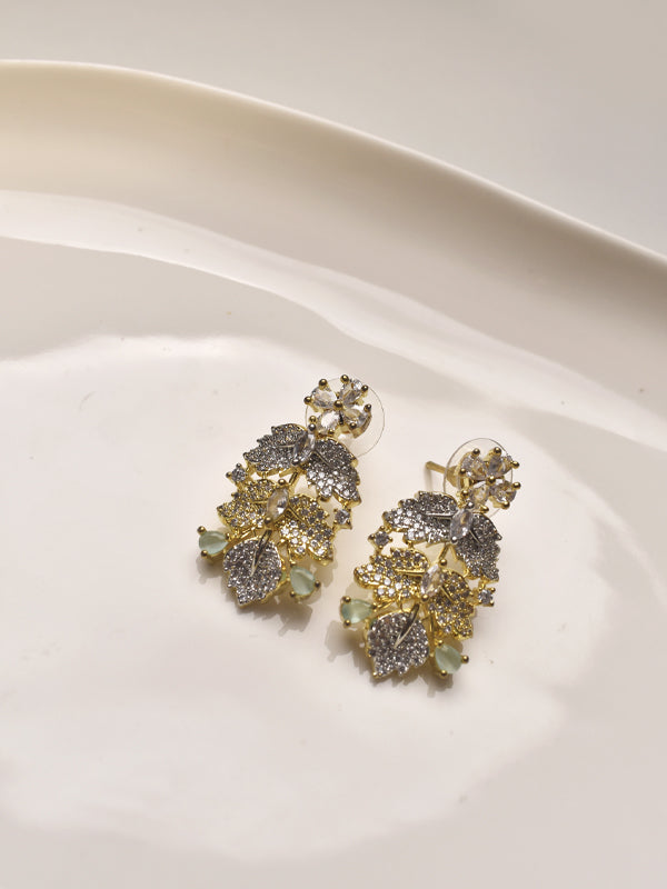 Necklace with Floral and Butterfly Designs | Green Necklace With Golden Polish