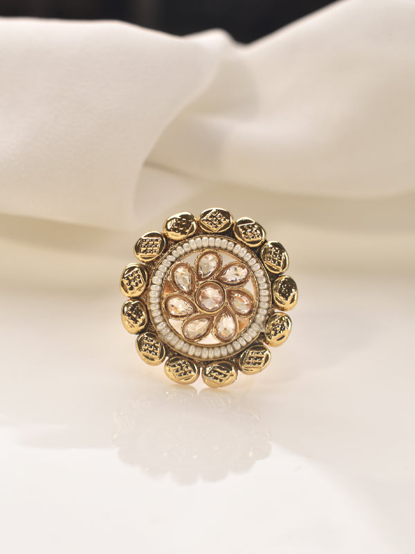 Golden Finger Ring with Stone | Finger Rings For Women