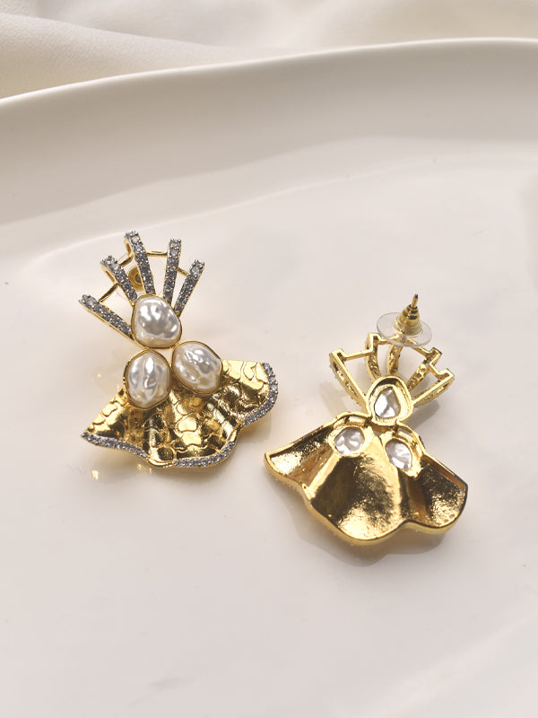 Golden Pendant with Pearl and Stone | Stylish Pendant Set