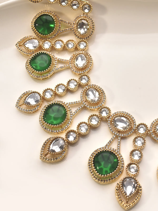 Kundan Necklace with Green Stones | Kundan Necklace Set