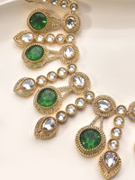 Load image into Gallery viewer, Kundan Necklace with Green Stones | Kundan Necklace Set

