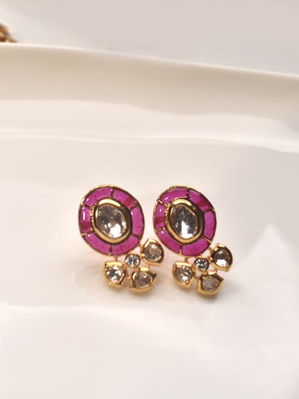 Kundan Necklace Set for Women | Necklace with Pink and white Stones