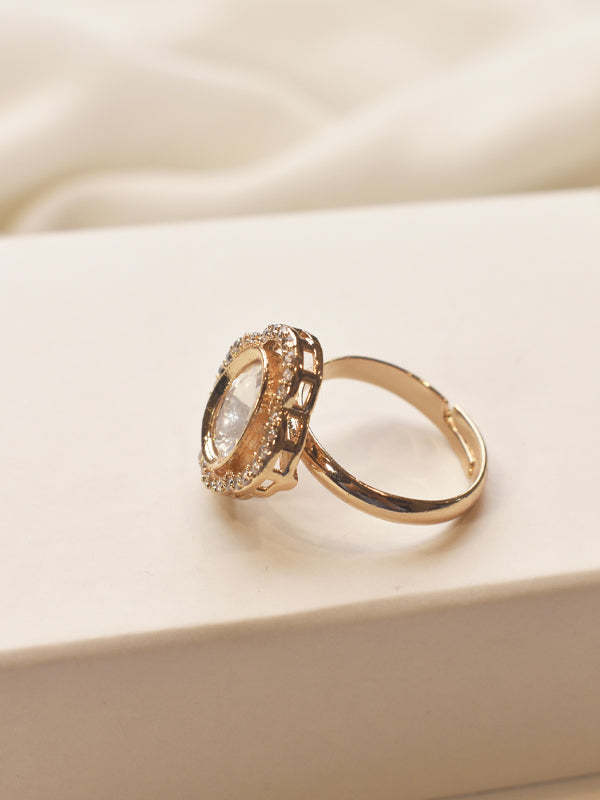 Rose Gold Finger Ring with a Central Gemstone | Stone Finger Ring