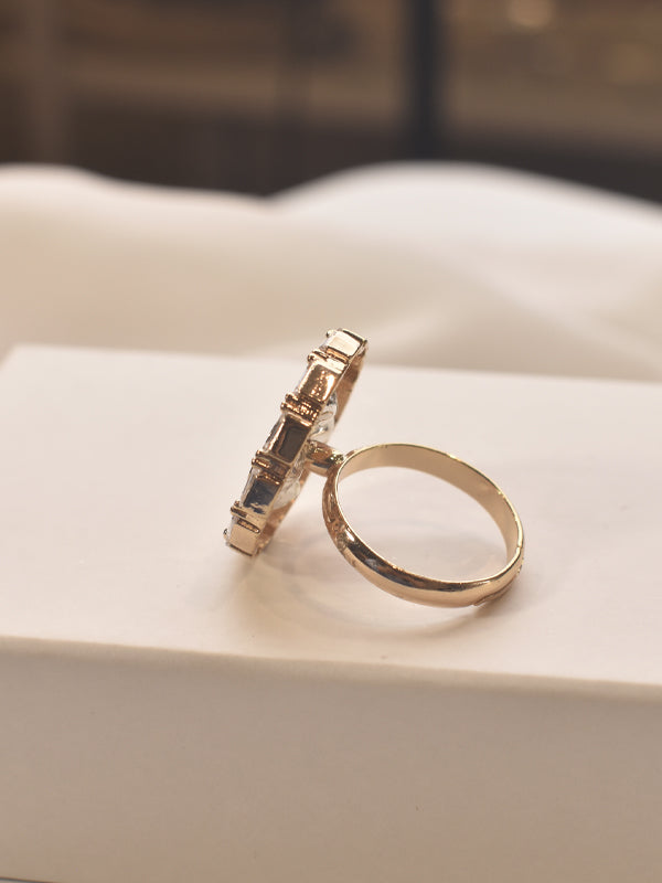 Beautiful Kundan Finger Ring | Rose Gold Polish Finger Ring