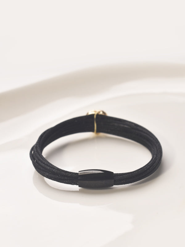 Black Multi Wrap Bracelet with a Kundan | Fashionable Crystal Bloom Bracelet