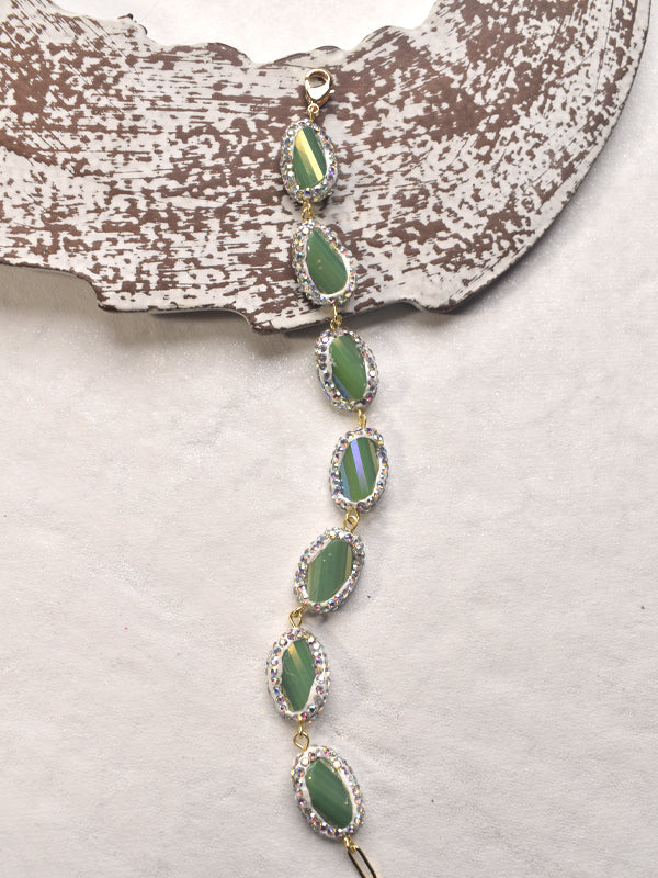 Woman wearing a Bracelet with Green Stones | Beautiful Design Bracelet for women