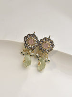 Load image into Gallery viewer, Kundan Necklace Set with Pink Stone | Pink and Green Necklace set
