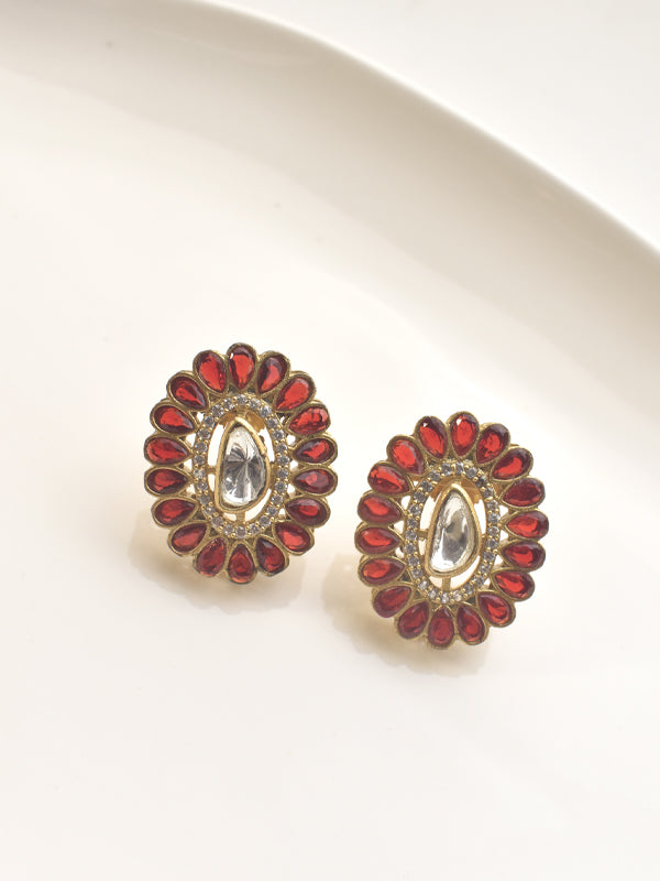 Necklace with a Decorative Pendant | Pendant Set with Kundan and Red Stones
