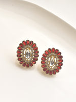 Load image into Gallery viewer, Necklace with a Decorative Pendant | Pendant Set with Kundan and Red Stones
