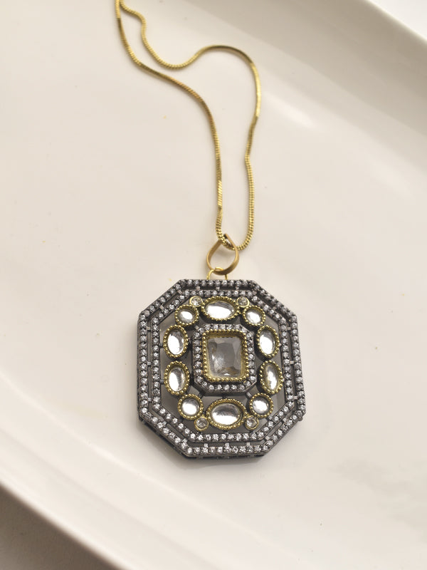 Ornate Pendant Featuring with Kundan | Hexagonal Pendant Set