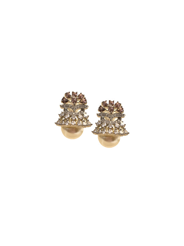 Ad Studs with White Pearl | White Stone Studs