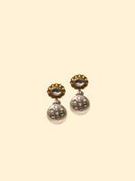 Load image into Gallery viewer, Golden Pearl Drops Earring | AD White Pearl Earring
