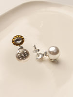 Load image into Gallery viewer, Golden Pearl Drops Earring | AD White Pearl Earring
