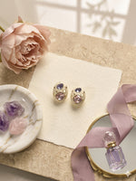 Load image into Gallery viewer, White Studs with Stone | Minimalist Mod Geometric Studs
