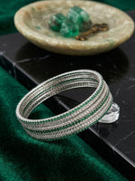 Load image into Gallery viewer, The Enchanted Green Shimmer AD Bangles | Green and White AD Churi Set
