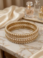 Load image into Gallery viewer, The Royal Moti Criss-Cross Bangles | Classic Golden Thread Beads Bangles
