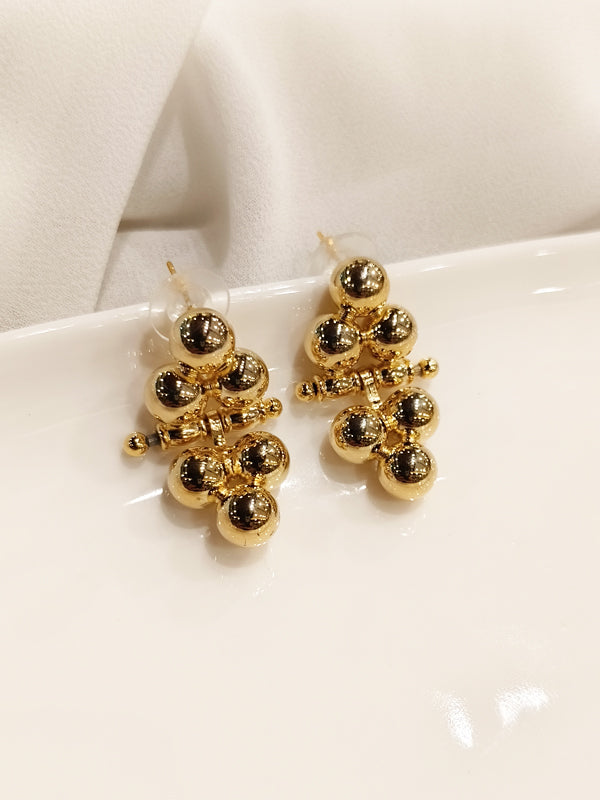 Classic High-Shine Golden Orb Earrings | Bead Sphere Golden Drop Earrings