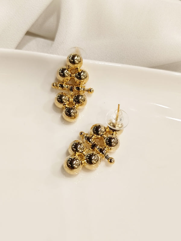 Classic High-Shine Golden Orb Earrings | Bead Sphere Golden Drop Earrings