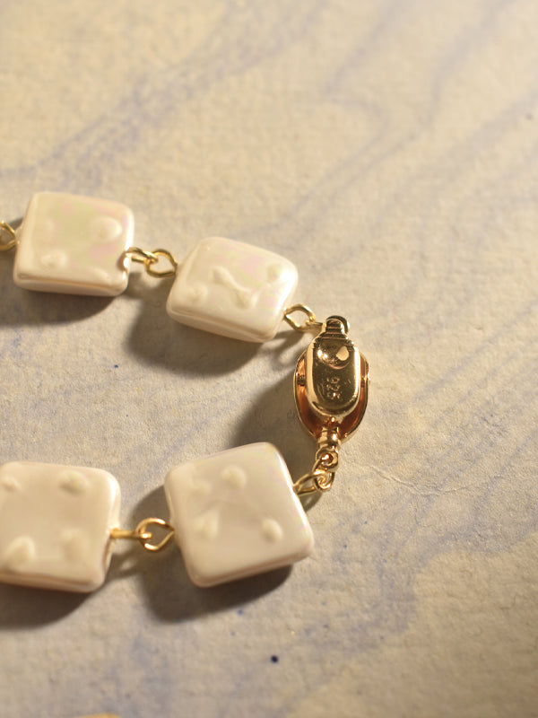 Necklace with White Square Beads | Stylish Square Necklace Set