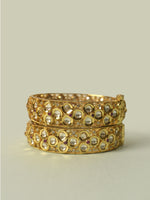 Load image into Gallery viewer, Beautiful Kundan Bangles | Golden Polish Kundan Bangles
