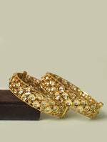 Load image into Gallery viewer, Beautiful Kundan Bangles | Golden Polish Kundan Bangles
