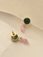 Load image into Gallery viewer, Long Pearl and Beads Necklace Set | Necklace with Green, White, and Pink Stones
