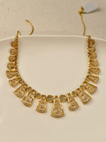 Load image into Gallery viewer, Necklace with Triangular Design and Embedded Stones | AD Necklace Set
